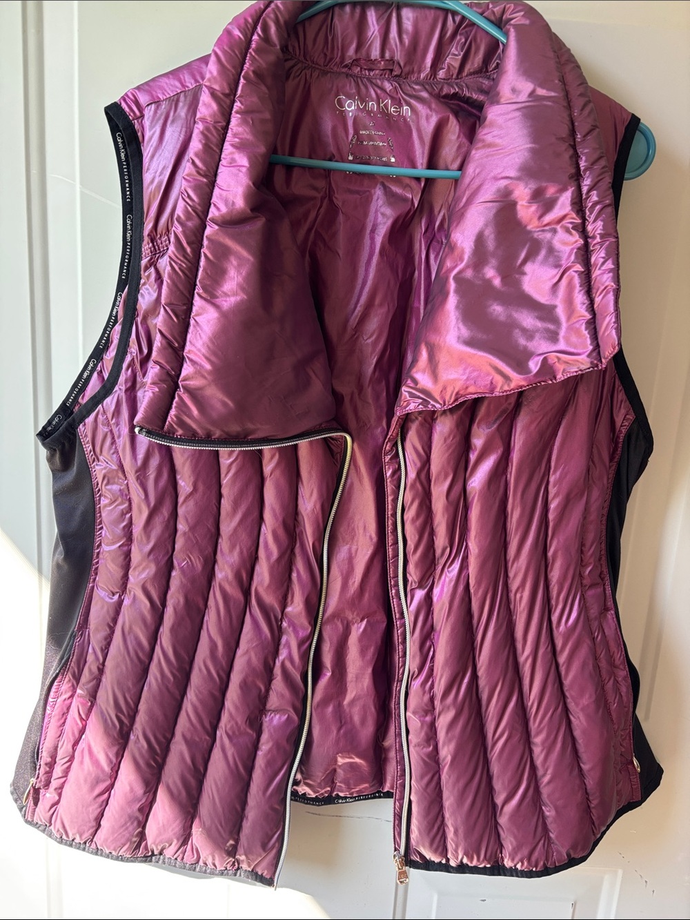 Calvin Klein Metallic Plum Quilted Puffer Vest